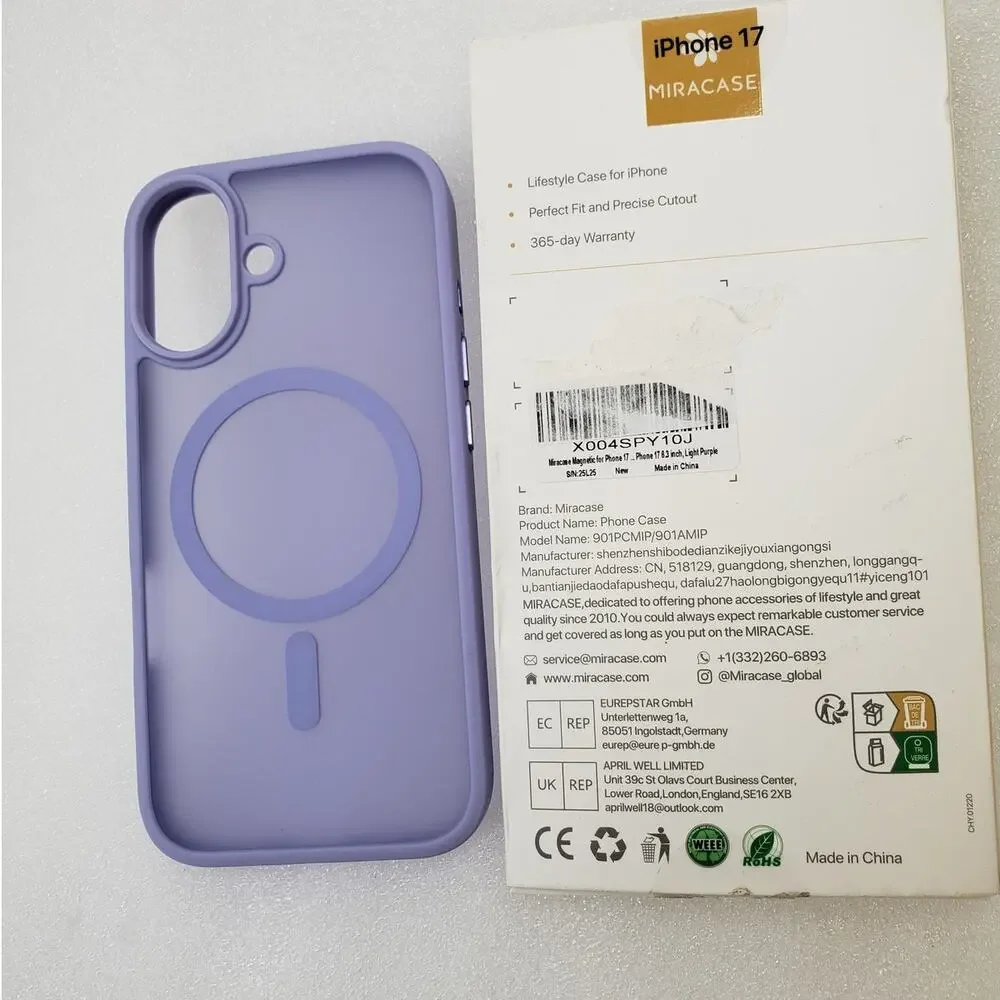 Miracase Magnetic Case for Apple iPhone 17 - Lavander Translucent MagSafe Cover